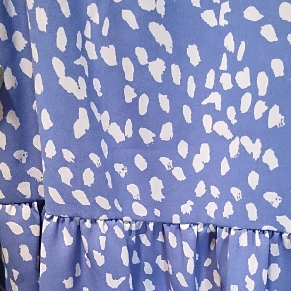 entro Mint Green & Blue And  White Ruffle-Shoulder Printed Top Duo - Picture 2 of 6